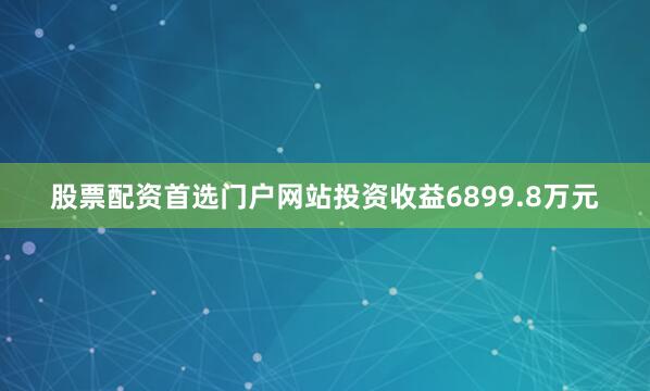 股票配资首选门户网站投资收益6899.8万元