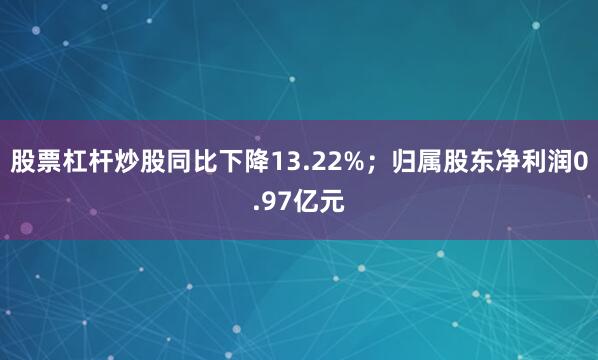 股票杠杆炒股同比下降13.22%；归属股东净利润0.97亿元